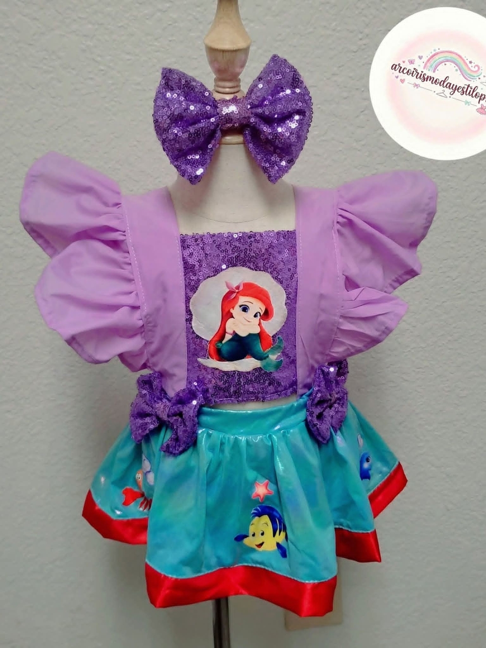 Purple Sequin Mermaid Dress-Up Costume for Kids